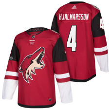 Arizona Coyotes #4 Niklas Hjalmarsson Maroon 2018 New Season Home Authentic Jersey With Anniversary Patch