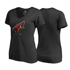 Women's Arizona Coyotes Black V-neck Midnight Mascot Team T-shirt