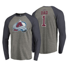 Colorado Avalanche Father's Day Greatest Dad Raglan Tri-Blend Long Sleeve Heathered Gray T-Shirt