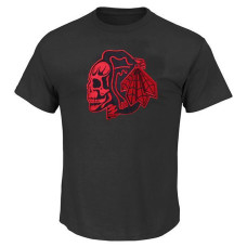 Chicago Blackhawks Black Authentic Skull Short Sleeve Crew Neck T-Shirt