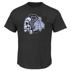 Chicago Blackhawks Black Authentic Skull Short Sleeve Crew Neck T-Shirt