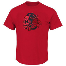 Chicago Blackhawks Red Authentic Skull Short Sleeve Crew Neck T-Shirt