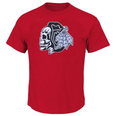 Chicago Blackhawks Red Authentic Skull Short Sleeve Crew Neck T-Shirt