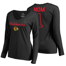 Chicago Blackhawks 2018 Fanatics Mother's Day Number 1 Mom long sleeve T-Shirt Black