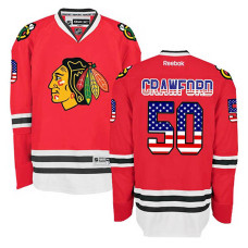 Chicago Blackhawks Corey Crawford #50 Red USA Flag Fashion Jersey