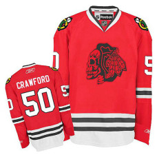 Youth Chicago Blackhawks Corey Crawford #50 Red Red Skull Jersey