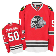 Chicago Blackhawks Corey Crawford #50 Red White Skull Jersey