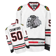 Chicago Blackhawks Corey Crawford #50 White White Skull Jersey