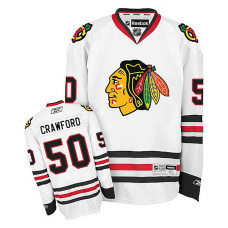 Youth Chicago Blackhawks Corey Crawford #50 White Away Jersey