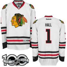 Chicago Blackhawks #1 Glenn Hall White 100 Greatest Player Jersey