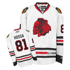 Chicago Blackhawks Marian Hossa #81 White Red Skull Jersey