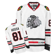 Chicago Blackhawks Marian Hossa #81 White White Skull Jersey