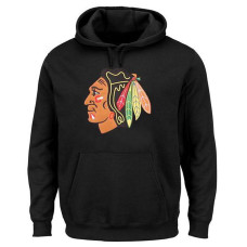 Chicago Blackhawks Black Big Logo With Crest Fleece Pullover Hoodie