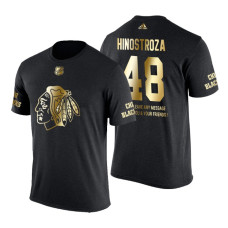 Chicago Blackhawks Vinnie Hinostroza Gold Limited with Message T-Shirt Black