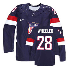 USA Team Blake Wheeler #28 Navy Blue Away Premier Olympic Jersey