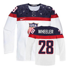 Women's USA Team Blake Wheeler #28 White Home Premier Olympic Jersey