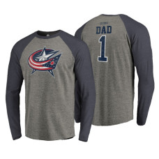 Columbus Blue Jackets Father's Day Greatest Dad Raglan Tri-Blend Long Sleeve Heathered Gray T-Shirt