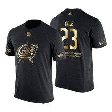 Columbus Blue Jackets Ian Cole Gold Limited with Message T-Shirt Black