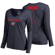 Columbus Blue Jackets 2018 Fanatics Mother's Day Number 1 Mom long sleeve T-Shirt Navy