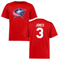 Columbus Blue Jackets Seth Jones #3 Red Short Sleeve Logo T-Shirt