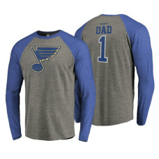 St. Louis Blues Father's Day Greatest Dad Raglan Tri-Blend Long Sleeve Heathered Gray T-Shirt