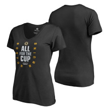 Women's Boston Bruins Black 2018 Stanley Cup Playoffs Bound Team The Net V-Neck T-shirt