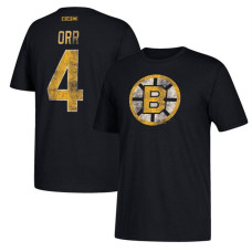 Boston Bruins Black Bobby Orr #4 CCM Retired Player Vintage T-shirt