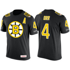 Boston Bruins Black Bobby Orr #4 New Season Throwback Player T-shirt Mitchell & Ness