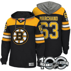 Boston Bruins #63 Brad Marchand Black Anniversary Classic Patch Hoodie