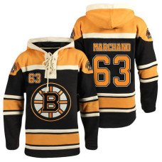 Boston Bruins #63 Brad Marchand Black Throwback Pullover Hoodie