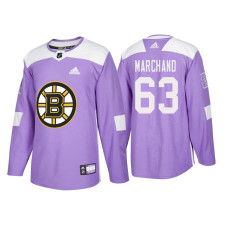 Boston Bruins #63 Brad Marchand Purple 2018 Adidas Authentic Hockey Fights Cancer Jersey