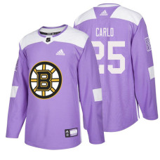 Boston Bruins #25 Brandon Carlo Purple Hockey Fights Cancer Authentic Jersey