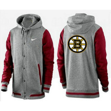 Boston Bruins Gray/Cardianl Join In The Club Button Up Varsity Jacket