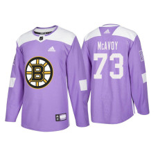 Boston Bruins #73 Charlie McAvoy Purple 2018 Adidas Authentic Hockey Fights Cancer Jersey