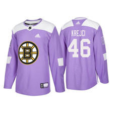 Boston Bruins #46 David Krejci Purple 2018 Adidas Authentic Hockey Fights Cancer Jersey