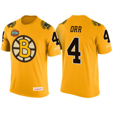 Boston Bruins gold Bobby Orr #4 New Season Throwback Player T-shirt Mitchell & Ness