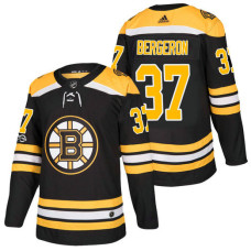 Boston Bruins #37 Patrice Bergeron Black 2018 New Season Home Authentic Jersey With Anniversary Patch