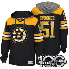 Boston Bruins #51 Ryan Spooner Black Anniversary Classic Patch Hoodie