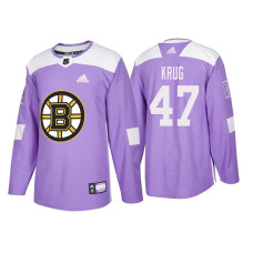 Boston Bruins #47 Torey Krug Purple 2018 Adidas Authentic Hockey Fights Cancer Jersey