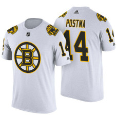 Boston Bruins #14 Paul Postma White Adidas Player Jersey Style T-shirt