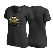 Women's Boston Bruins Black V-neck Midnight Mascot Team T-shirt