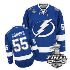 Tampa Bay Lightning Braydon Coburn #55 Blue 2016 Stanley Cup Home Finals Jersey