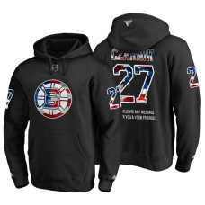 Boston Bruins #27 Austin Czarnik Banner Wave USA Flag with Message Black Hoodie