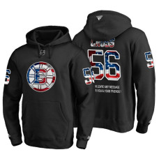 Boston Bruins #56 Tommy Cross Banner Wave USA Flag with Message Black Hoodie