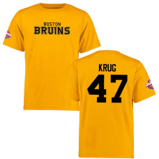 Boston Bruins Torey Krug #47 Yellow Short Sleeve Wordmark T-Shirt