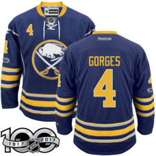 Buffalo Sabres #4 Josh Gorges Navy Blue 2017 Anniversary Patch Player Jersey