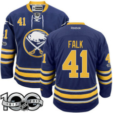 Buffalo Sabres #41 Justin Falk Navy Blue 2017 Anniversary Patch Player Jersey