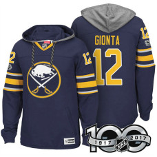 Buffalo Sabres #12 Brian Gionta Navy 2017 Anniversary Patch Hoodie