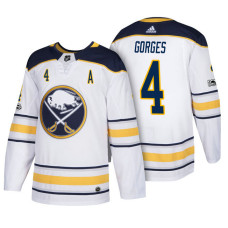 Buffalo Sabres #4 Josh Gorges White 2018 New Season Team Road Jersey