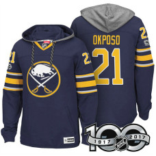 Buffalo Sabres #21 Kyle Okposo Navy 2017 Anniversary Patch Hoodie